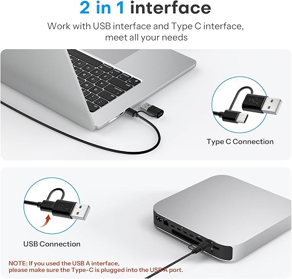 OMOTON Wired Only Keyboard for Mac, 78 Keys Compact, USB-A/Type-C, Graphite