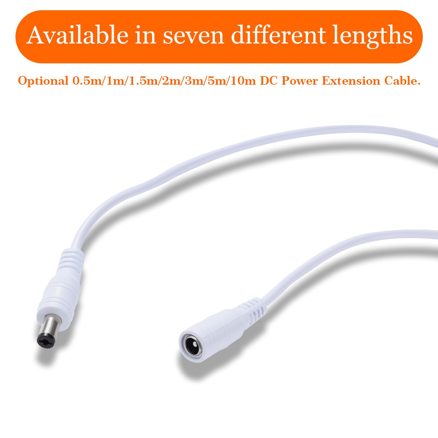6 Sztuk 0.5m 5.5x2.1 mm 24V 12V DC Przedłużacz Kabla Zasilającego, Przewód Przedłużający do Zasilania Męski na Żeński 22AWG, do Kamer Bezpieczeństwa CCTV, Biały