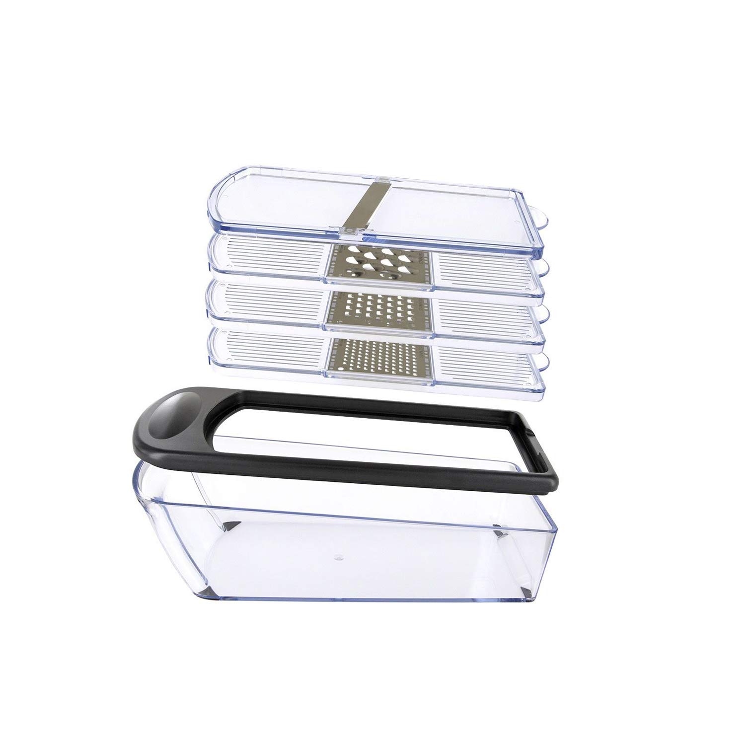 Westmark Technicus Quadro – Set Râpe Et Trancheur 4 Lames Inox + Récipient, Idéal Légumes, Fromage, Chocolat – Qualité Allemande