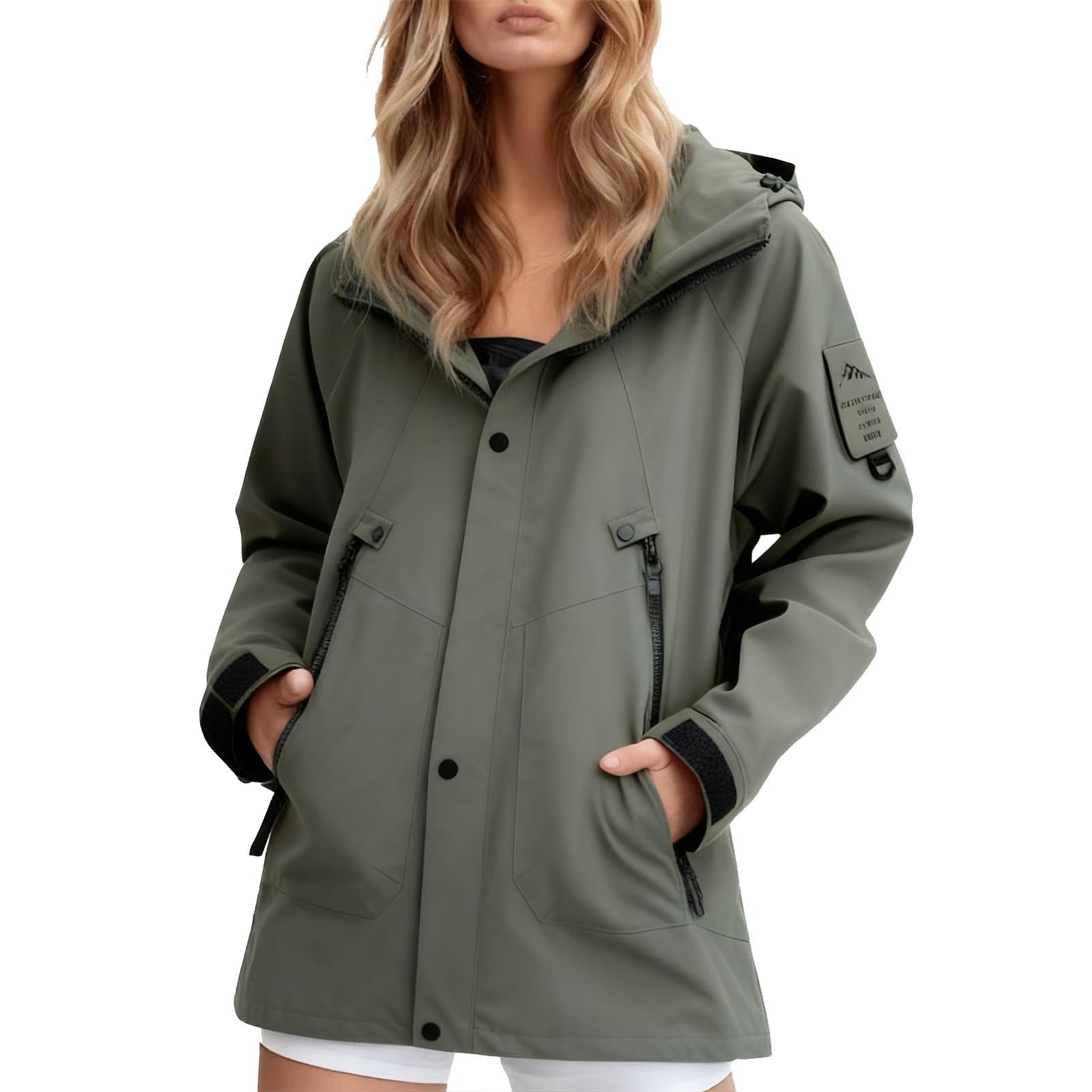 Vestes de pluie pour femmes, veste de pluie légère et coupe-vent, coupe ample, tenue de randonnée avec capuche, grande taille 2026