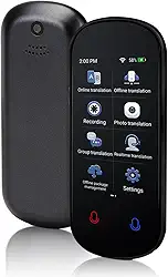 Dispositivo tradutor de idiomas, tradução de voz em tempo real bidirecional, suporta 138 idiomas, offline/gravação/tradução instantânea de foto com tela sensível ao toque HD de 7,6 cm para