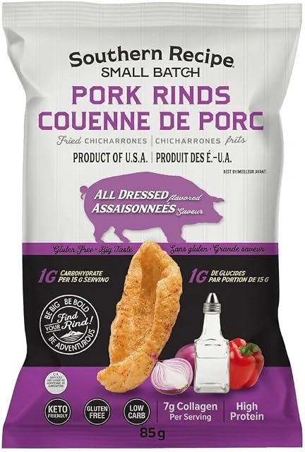 Southern Recipe Petit lot de viande de porc, Tous habillés, Keto Friendly, sans gluten, faible carb, 7g Collagène par service, haute protéine, 85g