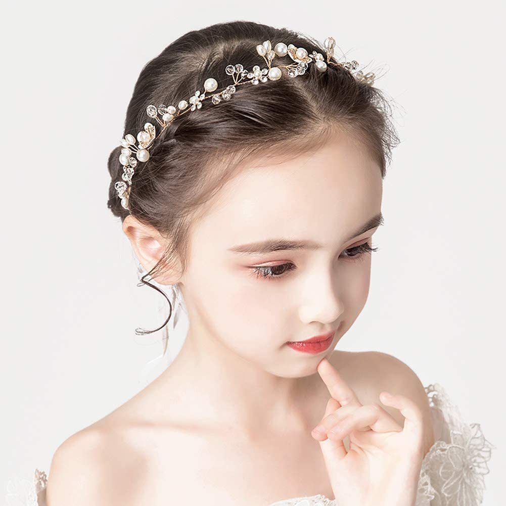 Sponsored Ad – Wedding Hair Accessories for Kids, Princess Headpiece White Flower Headband Pearl Hair Dress for Girl and Flower Girls Cute Bridal Wedding Hair Band