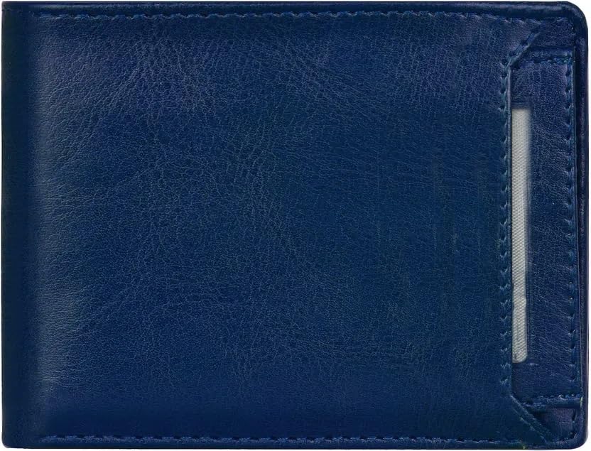 just-style Leather Slider Design Wallet for Men I 2 Card Slots I 2 Currency & 2 Secret Compartments I 1 Pocket and 2 Sim Card Slots in Detachable 2 Card Slot & 1 Id Window (Blue)-picture-49