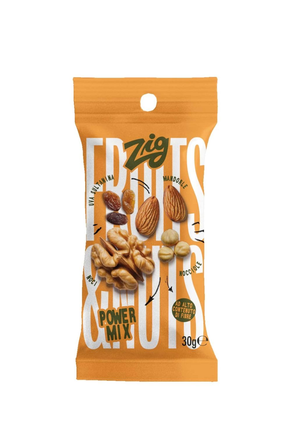 ZIG Fruits & Nuts Power mix 300g 10 sobres de 30g porción única pack compostable