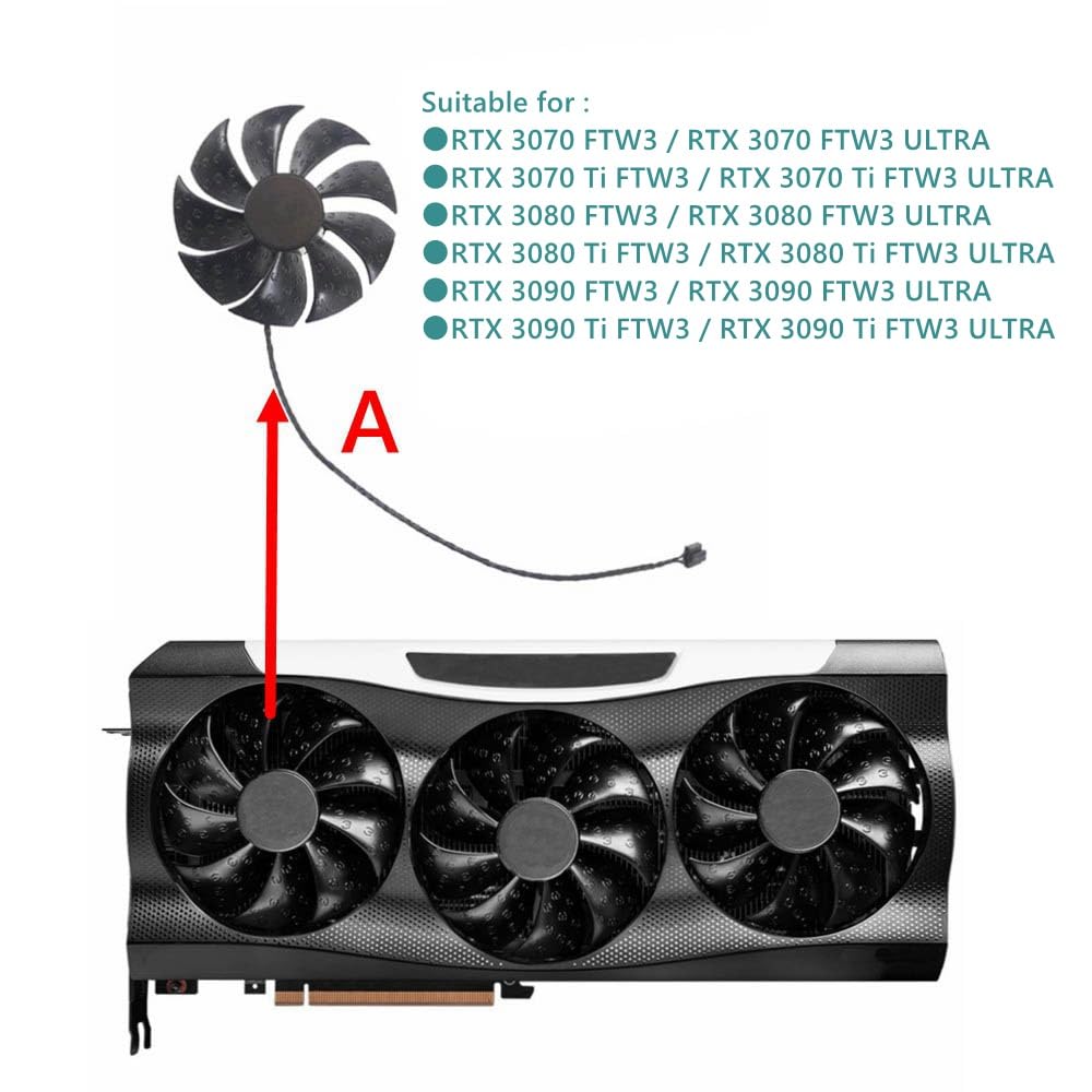 RAKSTORE Quiet Cooling Fan Replacement For EVGA RTX 3070, 3080, 3090 FTW3 Ultra GPUs