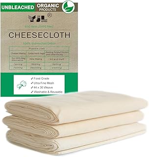 Cheesecloth for Straining, 54 Sq Feet, 100% Cotton Grade 90 Unbleached Cheesecloth, Fine Cheesecloth | 6 Yards Cheese cloths for Cooking | Straining | Canning | Steaming and Reusable Cheesecloth