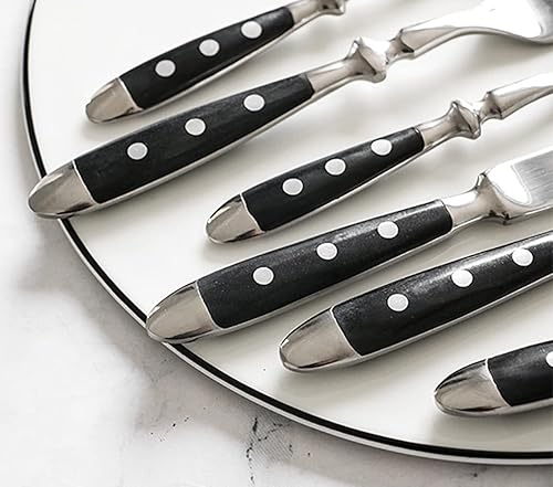 Miniatura 3 de Juego de cubiertos de 32 piezas para 8 personas con mango negro, juego de cubiertos de acero inoxidable de alta calidad, juego de cubiertos pulidos