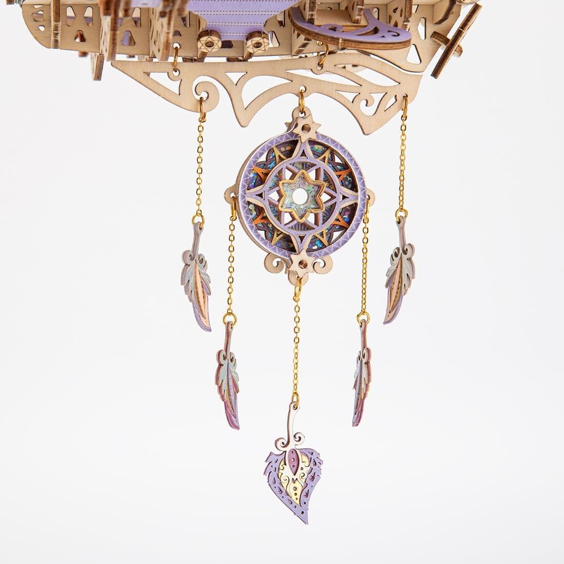 Maqueta 3D de Madera para Armar Dirigible Steampunk Rompecabezas Manualidad Creativa Nave Voladora con Atrapasueños Decoración Hogar Regalo Mujeres Hombres(Purple)