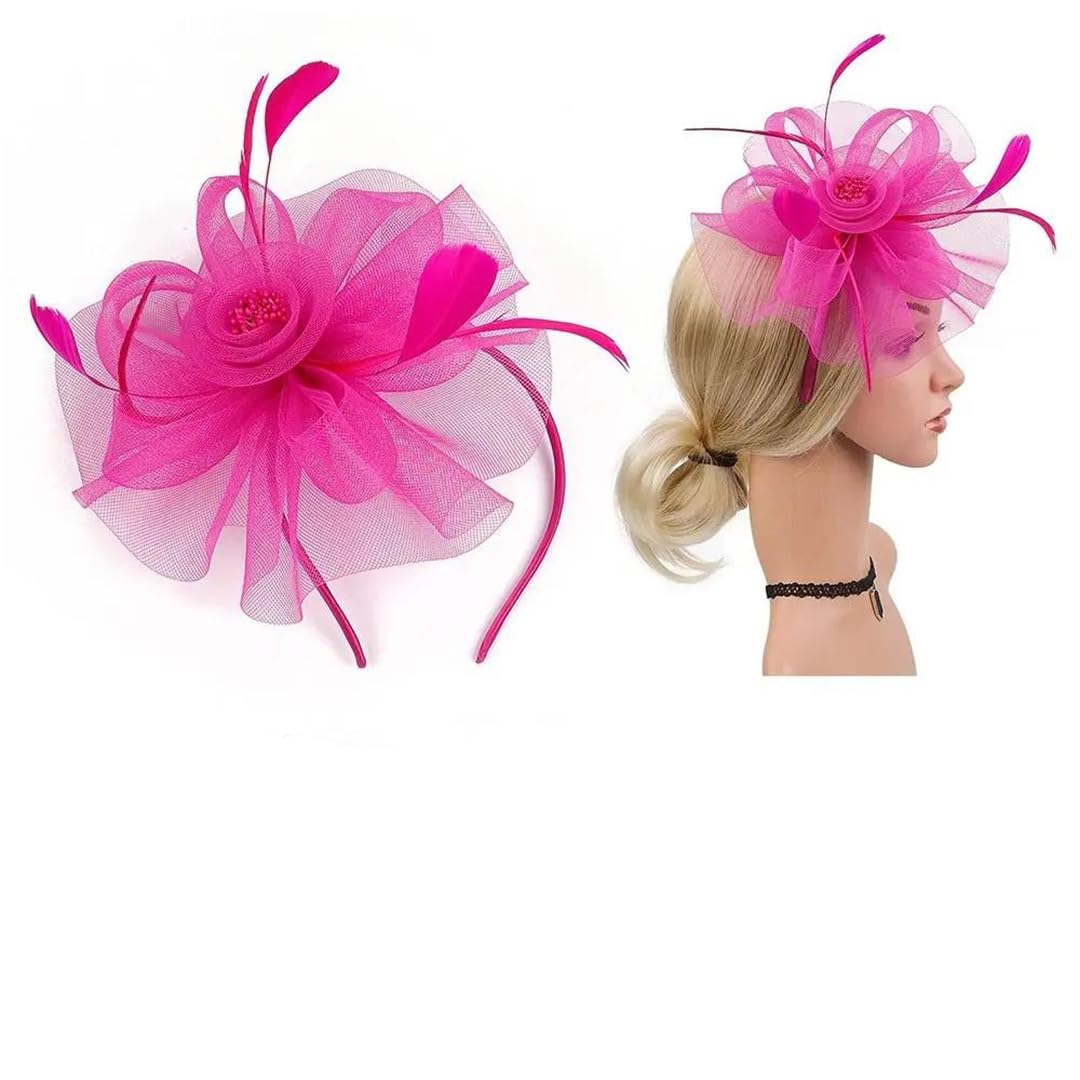 Tocado Nupcial, Sombreros, Cinta de Plumas, Accesorios para el Cabello de Malla, Diadema para Fiesta de té para Mujer (Amarillo, Talla única)
