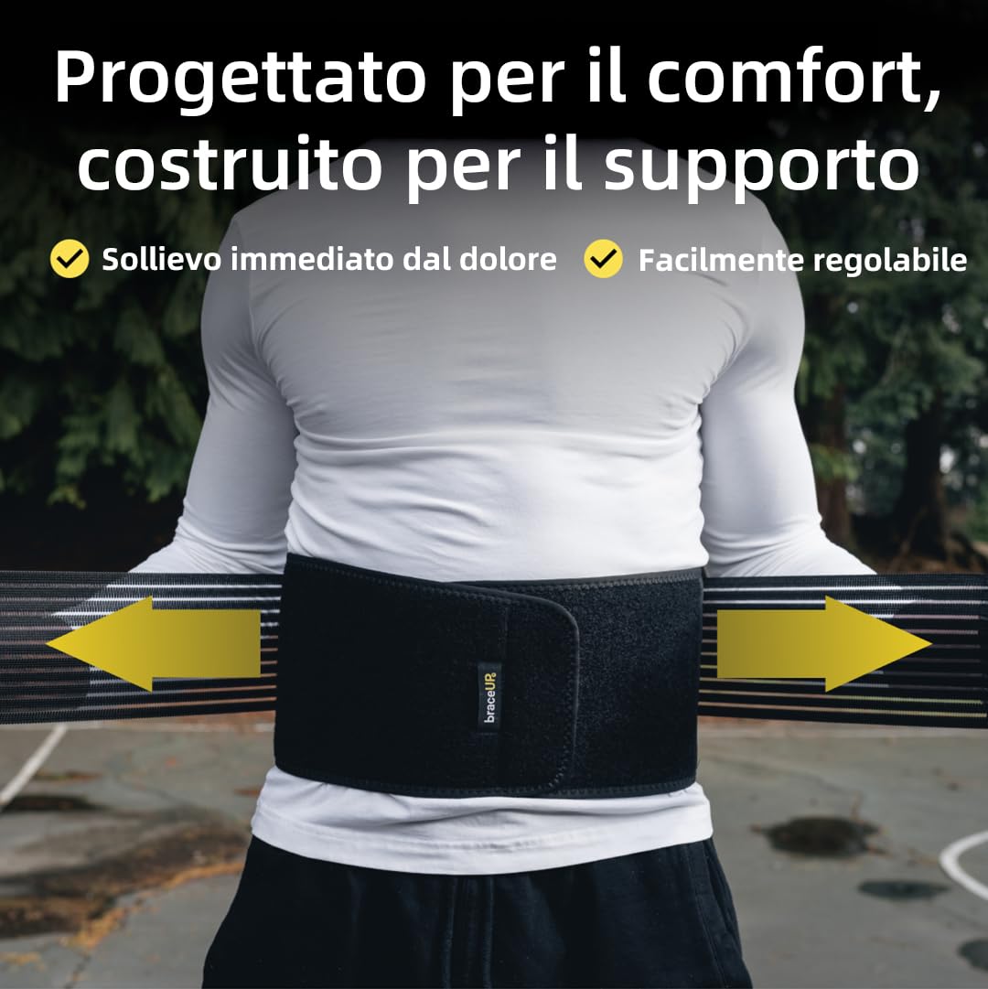 BraceUP Fascia Lombare Con Cuscinetto – Supporto Schiena Ortopedico Con 5 Stecche – Taglia L/XL (90-110 Cm) – Per Uomo E Donna - 4