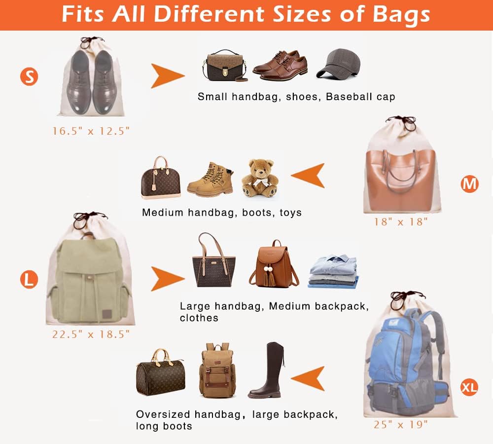 MISSLO Cotton Breathable Dust-proof Drawstring Storage Pouch Bag (Pack 3 L) - Image 3