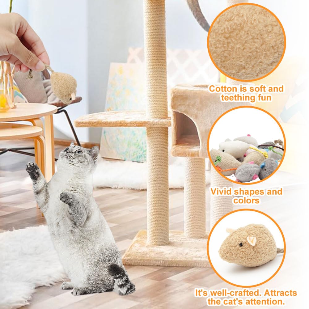 20 Piezas Juguetes paraGatos Ratas Ratones para Gatos de Peluche Ratones de Juguete de Hierba Gatera Juguete de Ratón de Peluche de Gato Interior (Multicolor)