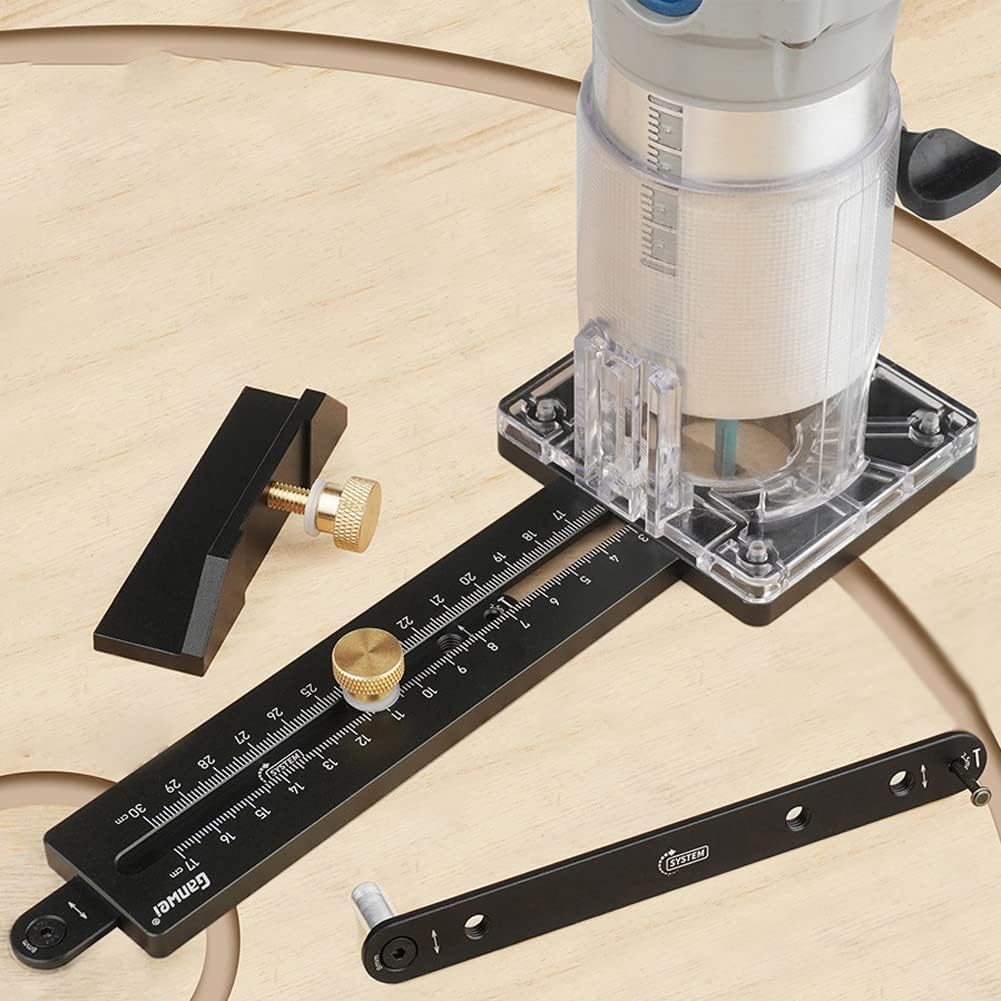 Aluminium Alloy Woodworking Electric Trimming Hine Circle Cutting Jig Wood Router Milling Circle Slotting Base Straight Line Backer Set 2 Position Ways for 65mm Diameter Trimmer