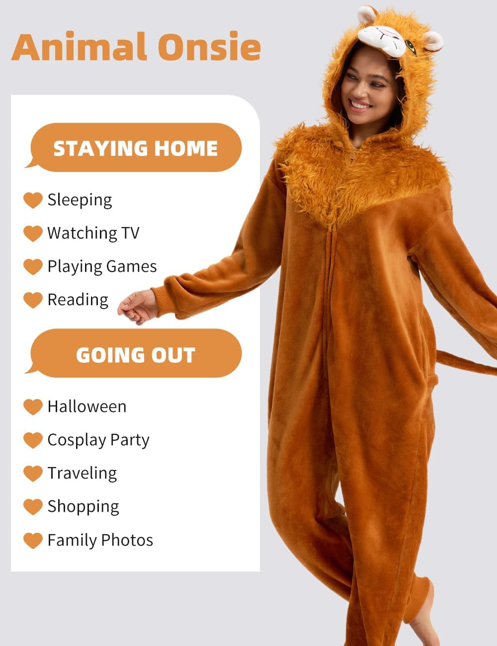 YuDanae Unisex Adult Onesie Pajamas Animal Halloween Cosplay Costume One Piece Suit for Men Women Sleepwear Homewear