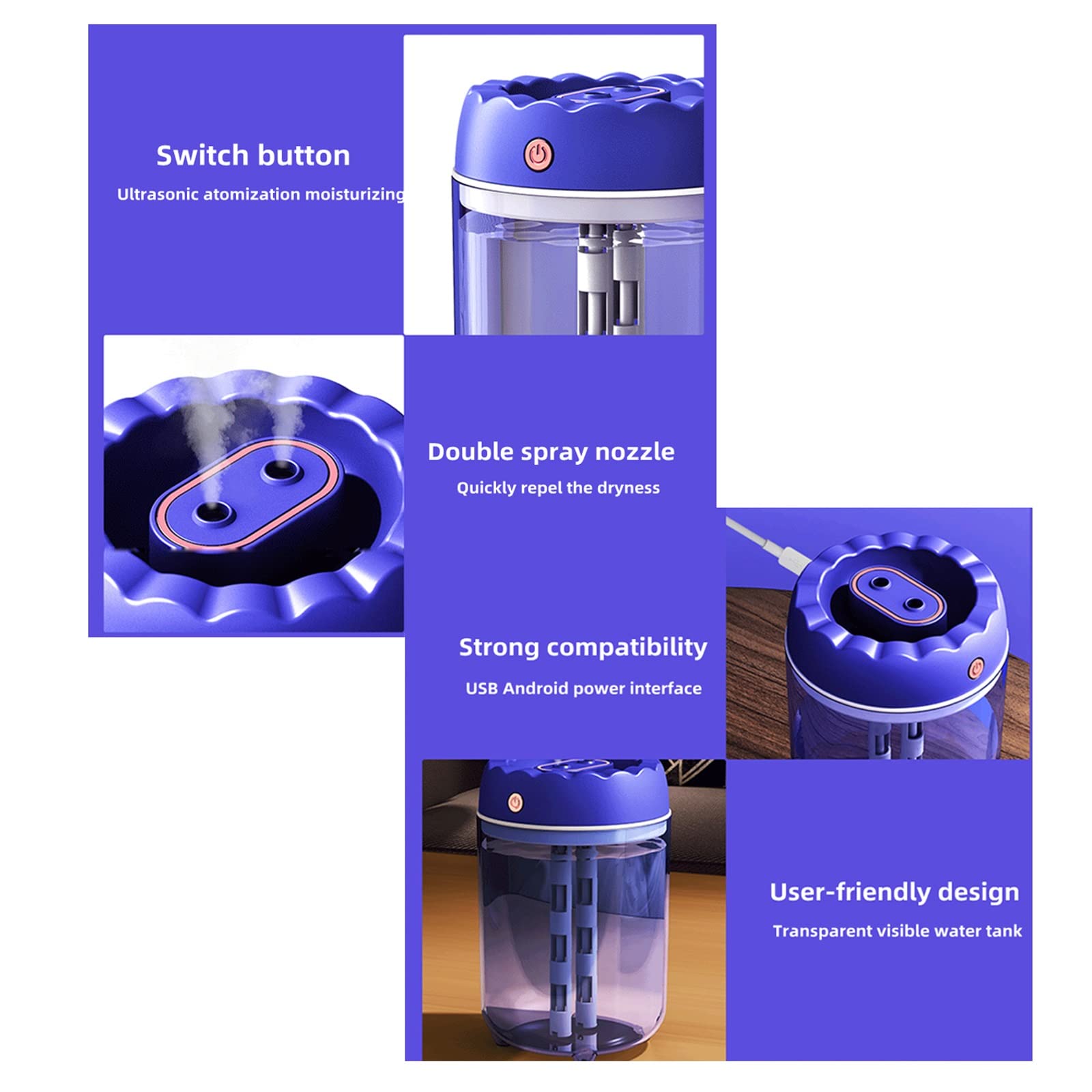 Nawilżacz 1800ML domowy elektryczny nawilżacz powietrza o dużej pojemności USB podwójna dysza ultradźwiękowy Aroma Mist Maker Fogger z dyfuzorem światła LED(Green)