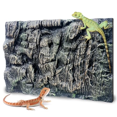 Image of 17.7x11.8in Rock Terrarium Background,3D Reptile Tank Background Board,Amphibian Stereo Backdrop Wall,Lizard Snake Gecko Spider Fish pet silo Background Decorative Panel(Paleyellow)