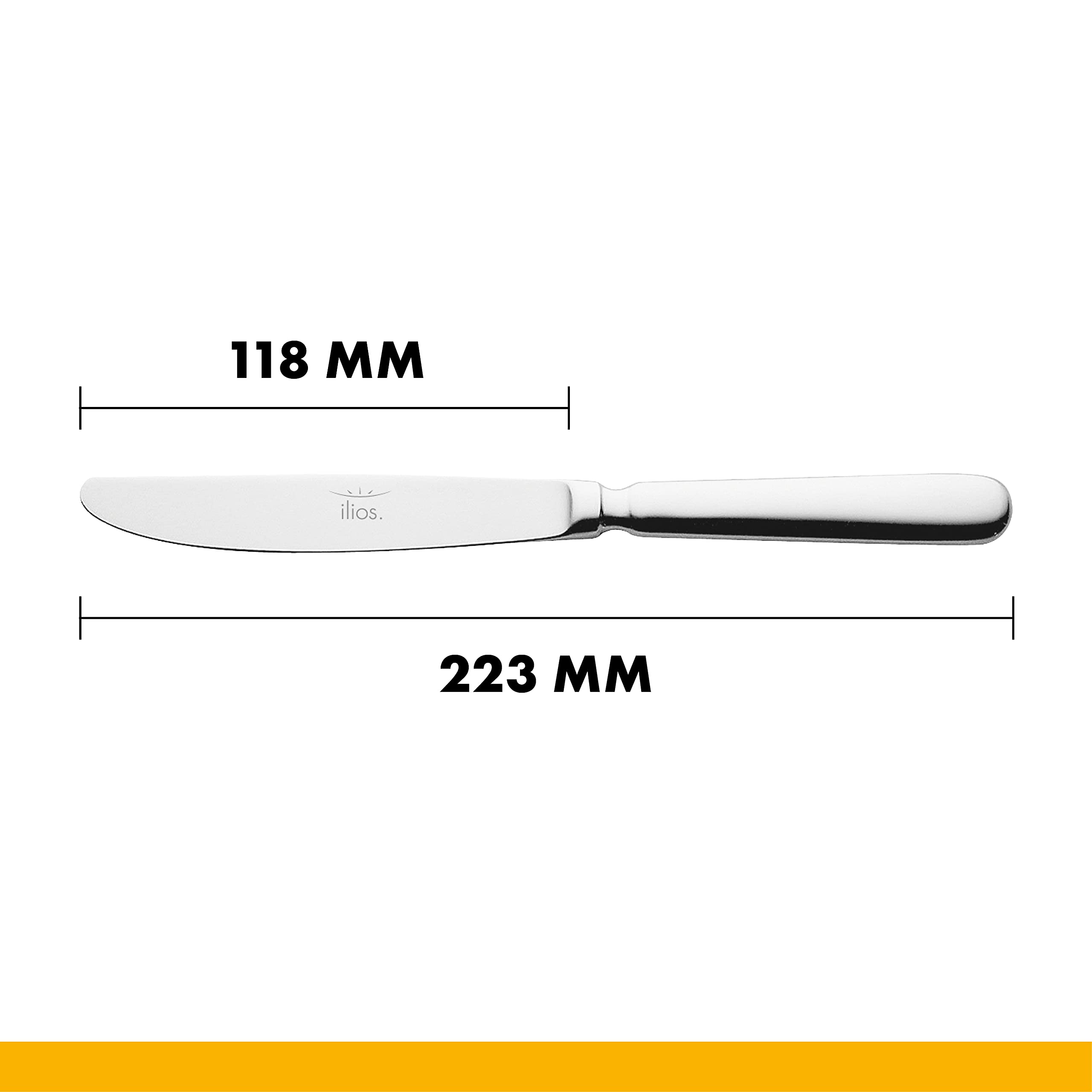 ilios 227798265 Dessertmesser, Besteck N Grad 4, Länge 212 mm (12-er Pack)