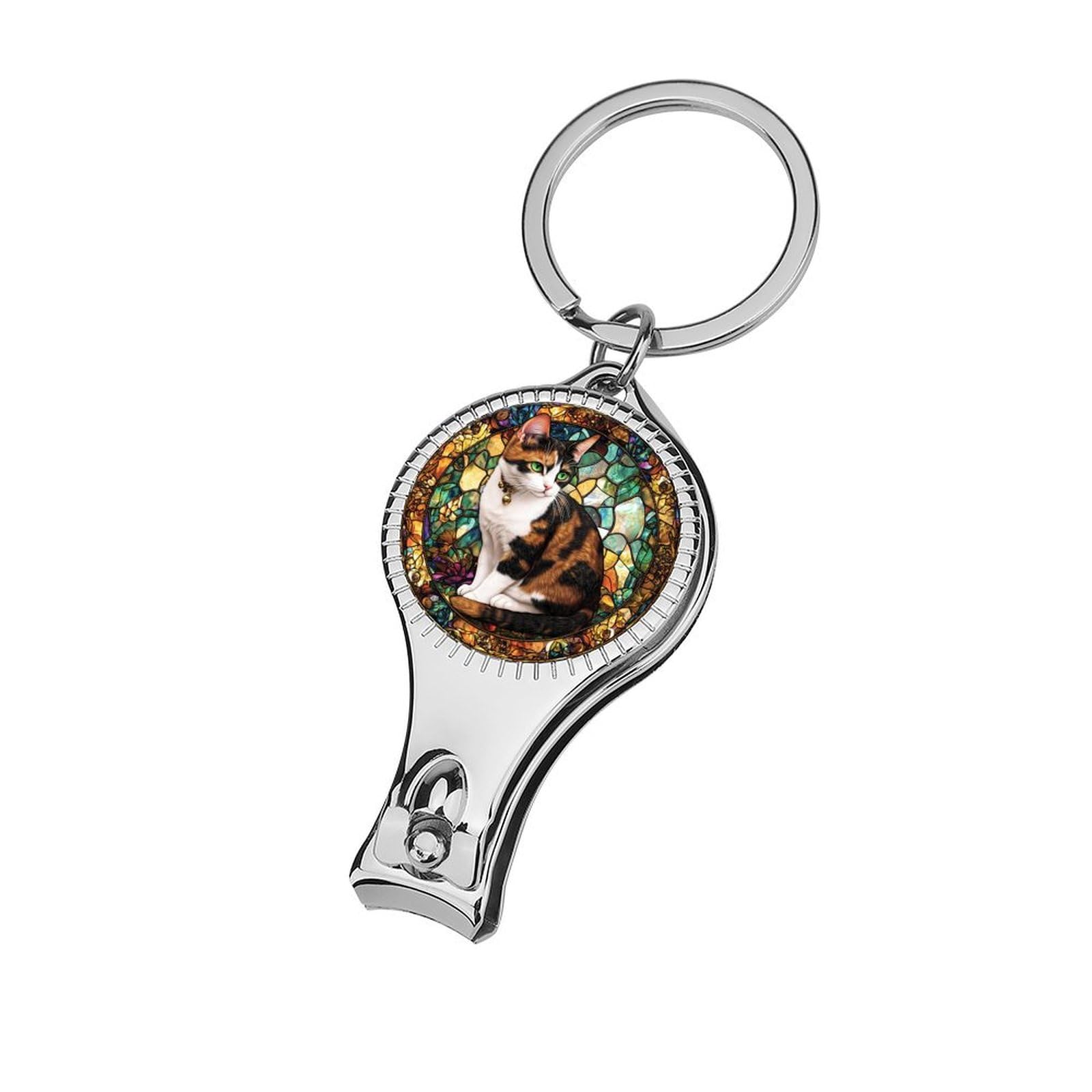Stained Glass Calico Cat Nail Clippers Toenail Clipper Cutters Professional Nail Trimmer Nail Cuticle Cutter for Women Men