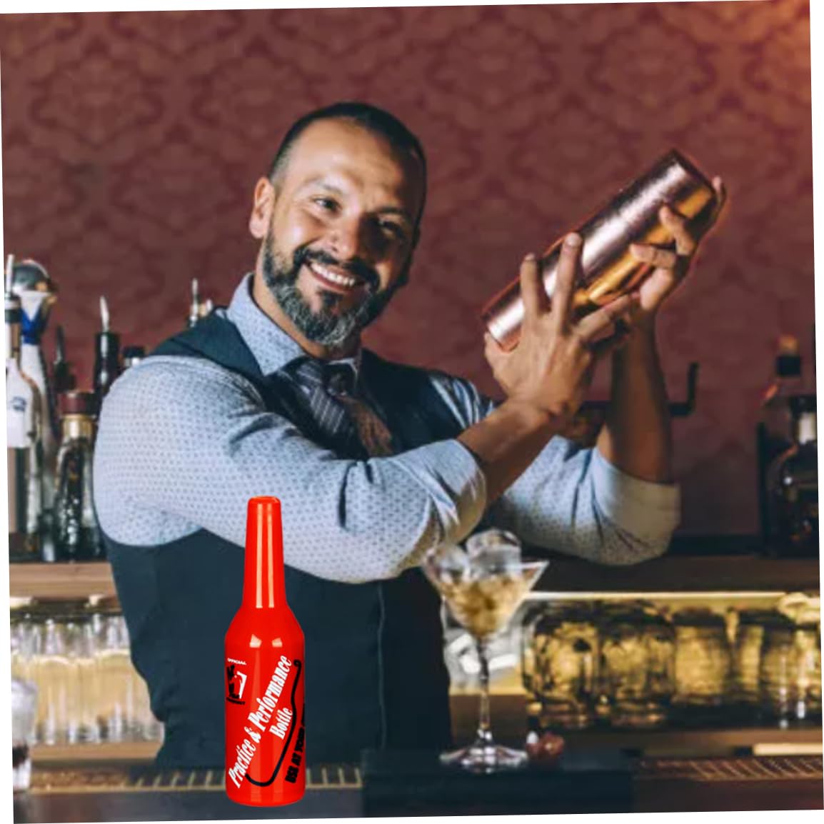 Bottiglia di pratica del barista, Flair Bartender Bartending Practice e Performance Bottle Bar Pub Bottle Wine Cocktail Shaker Red Practice Performance Bottle