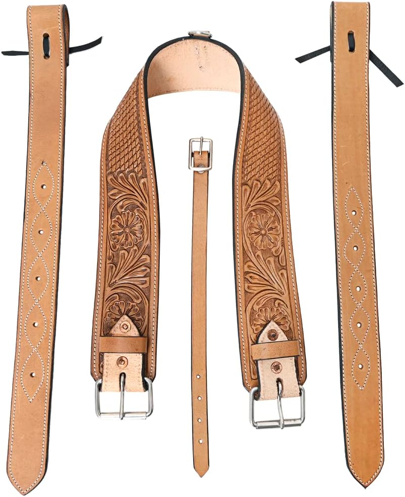 HILASON Horse Western Carved Leather Rear Flank Back Cinch