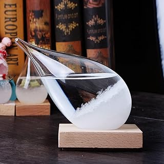 SYOSI Teardrop Storm Glass Weather Predictor with Natural Wood Base