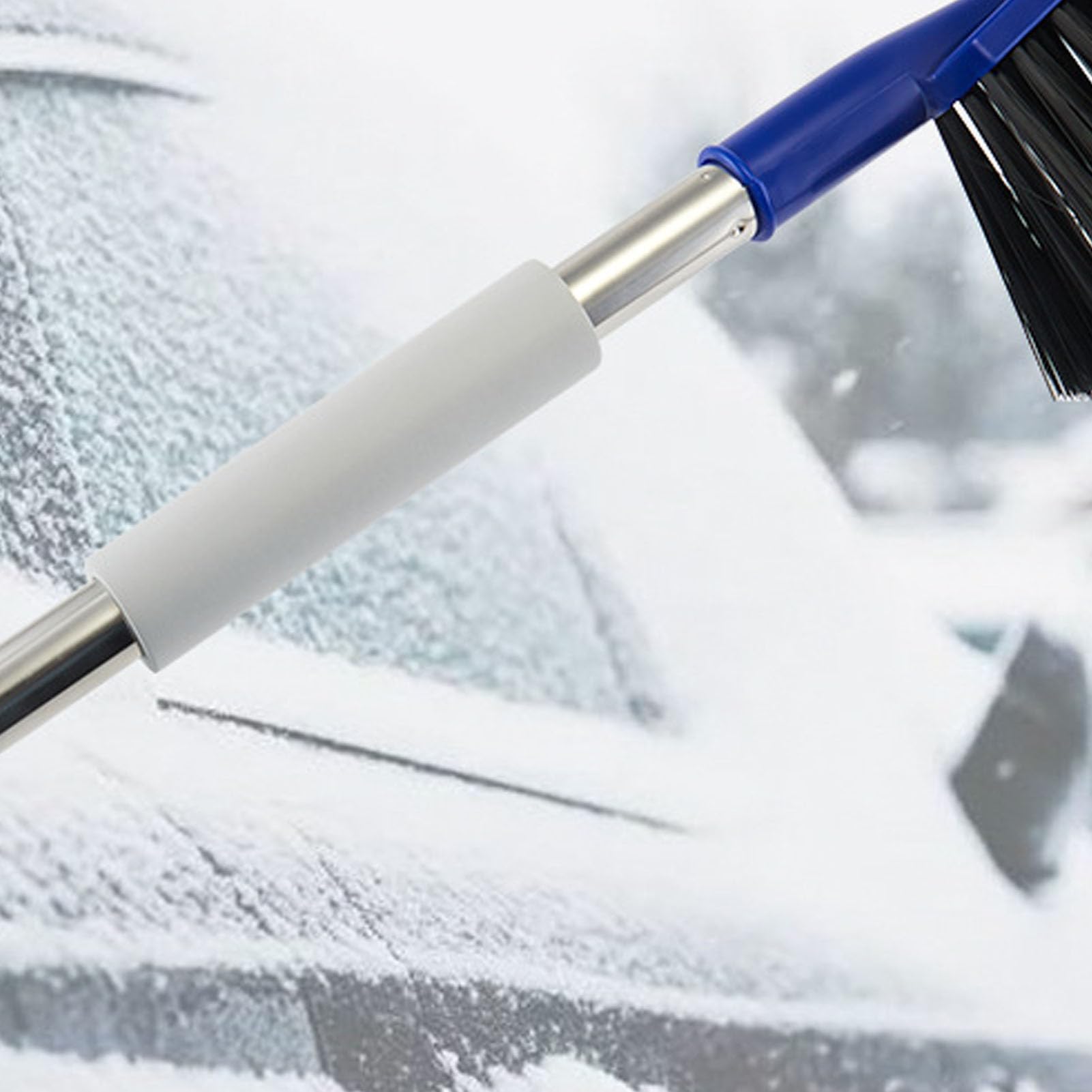Raschietto per Ghiaccio Multifunzionale Leggero ad Angolo Regolabile, Spazzola da Neve 2 in 1, con Impugnatura ergonomica per la rimozione di Neve o Ghiaccio, Parabrezza del (Blu)