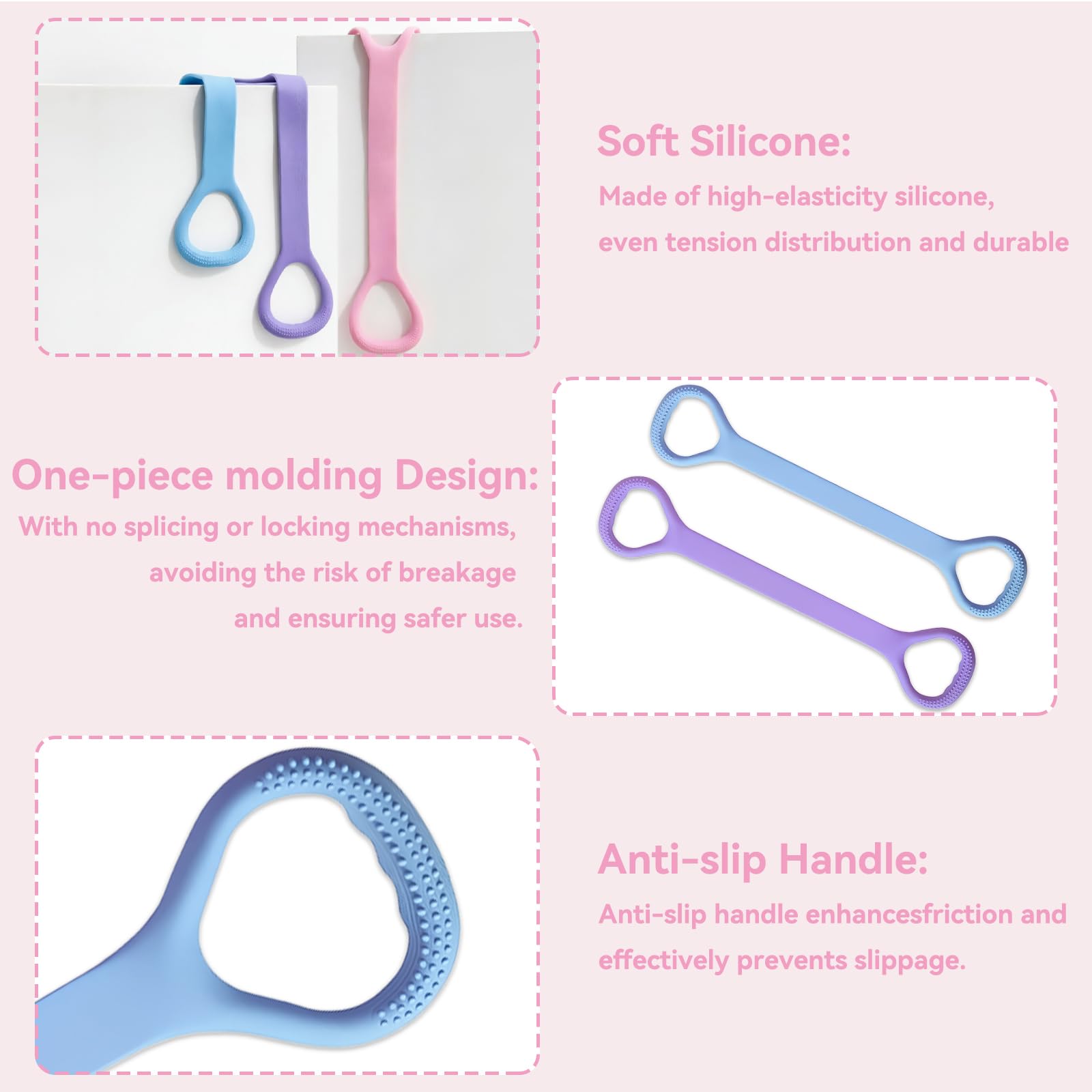 Figura 8 - Banda de resistencia con asas, bandas de entrenamiento de resistencia para brazos, hombros, espalda, piernas, estiramiento, banda de ejercicio para mujeres, banda elástica de fitness para