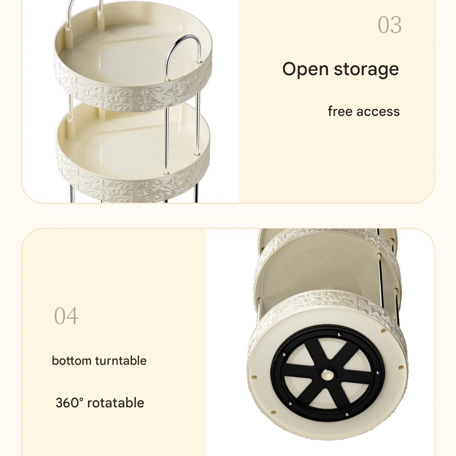 Organisateur d ' Accessoires cosmétiques Étagère rotative Haute capacité de Cadre en Acier Inoxydable Plateau de Rangement pour la Maison ou Le Bureau Rangement à Domicile Vertical de de