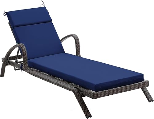 Miniatura 8 de Cojines Chaise Lounge para muebles de exterior, cojín de espuma de alta densidad con lazos, resistente a la intemperie y a la decoloración, cojines