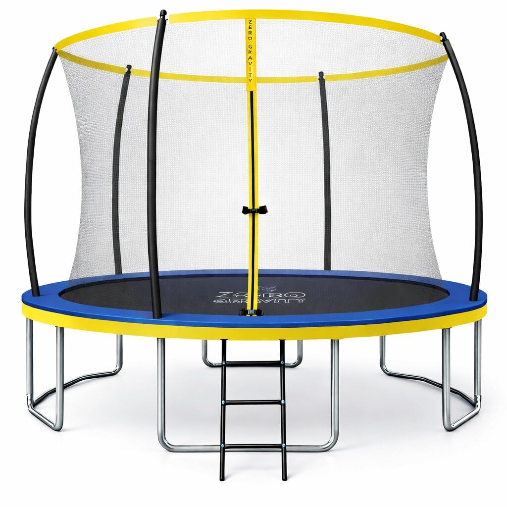 Zero Gravity Trampolin Outdoor Ø 183/244/305/366/427 cm, TÜV GS, Smartes Klappnetz für schnellen Auf- und Abbau, Outdoor Trampolin Komplett-Set inkl. Leiter, Aufbauvideo, Ultima 4 Modelle