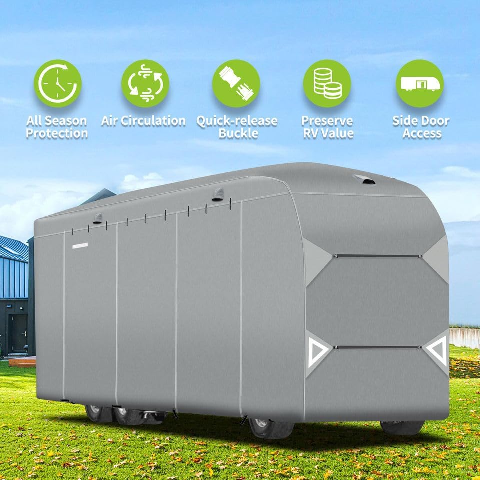 Premium Gray Class A RV Cover for 20-24 Feet | Heavy-Duty Weather Protection & UV Defense