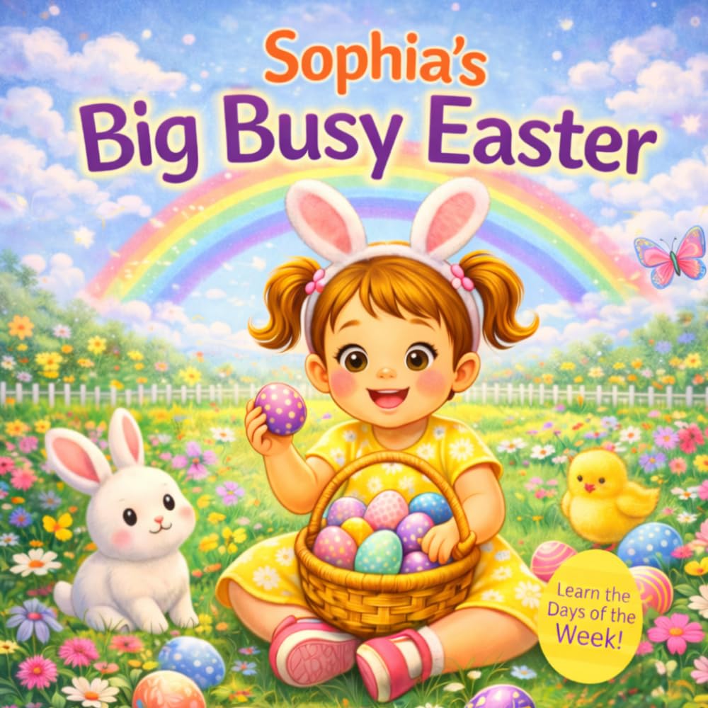 Sophia’s Big Busy Easter – Learn the Days of the Week: An Easter Adventure for Toddlers | Eggs, Bunnies, Baking and Spring Fun for Girls Named Sophia (Three Hearts Personalized Book Series (SOPHIA))
