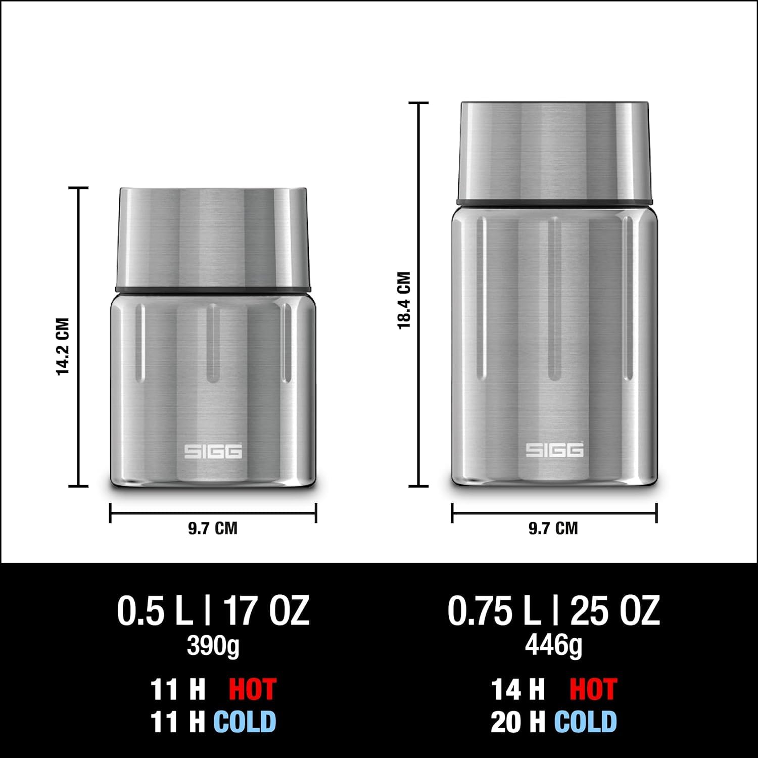 Sigg Gemstone Food Jar (0.5 L / 0.75 L), isolierter Essensbehälter für Büro, Schule und Outdoor, Thermobehälter aus hochwertigem 18/8 Edelstahl