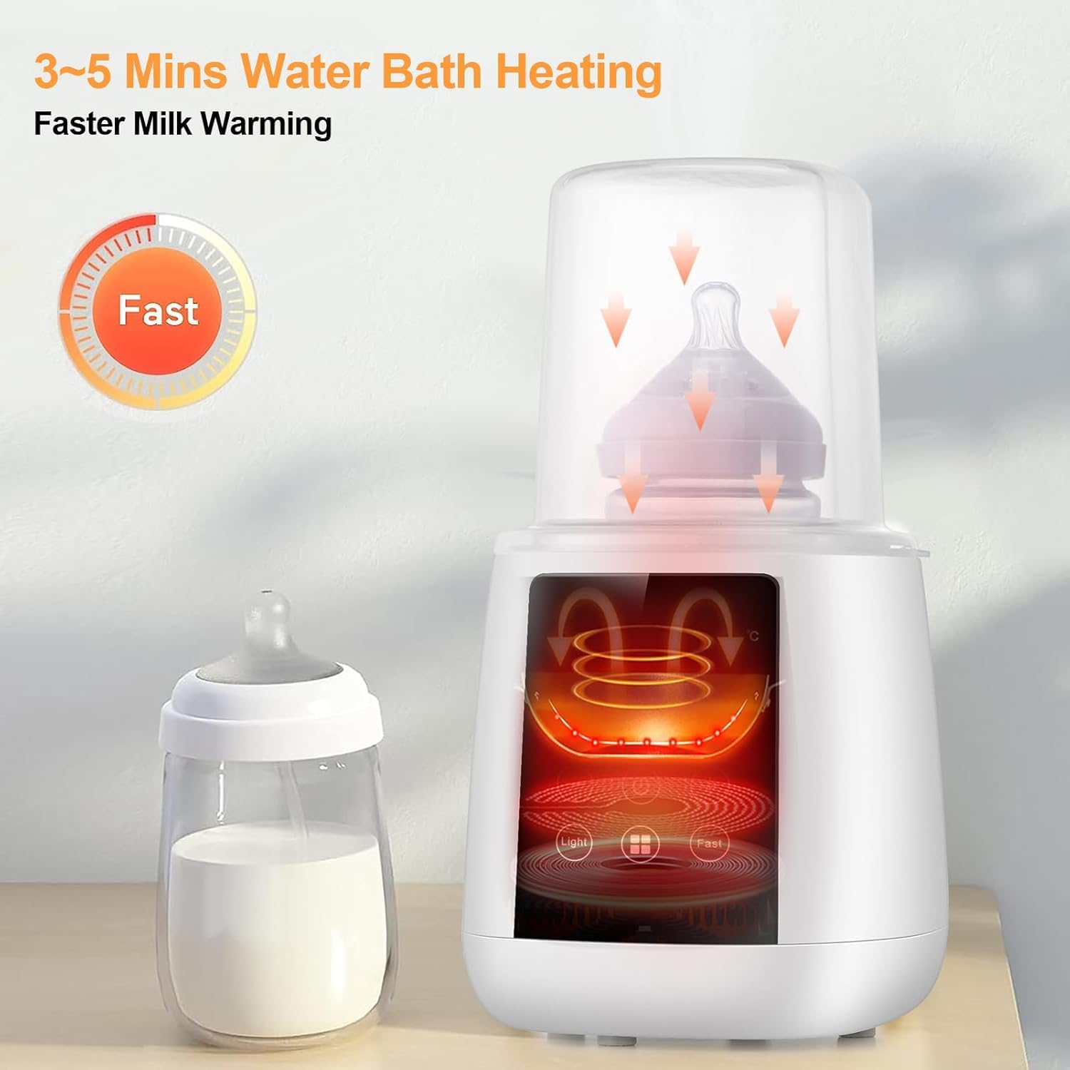 Calentador de biberones, calentador de biberones portátil para leche materna o fórmula, calentador de leche con termostato 48H con pantalla LED, control preciso de temperatura, para biberones de todos