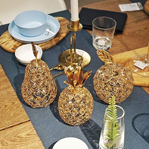 Crystal Pineapple Ornament, Gold Artificial Fruit Figurine, Nordic Handmade Wrought Iron Table Decoration Gift For Home Wedding Party Festival (Pineapple) #TOP3