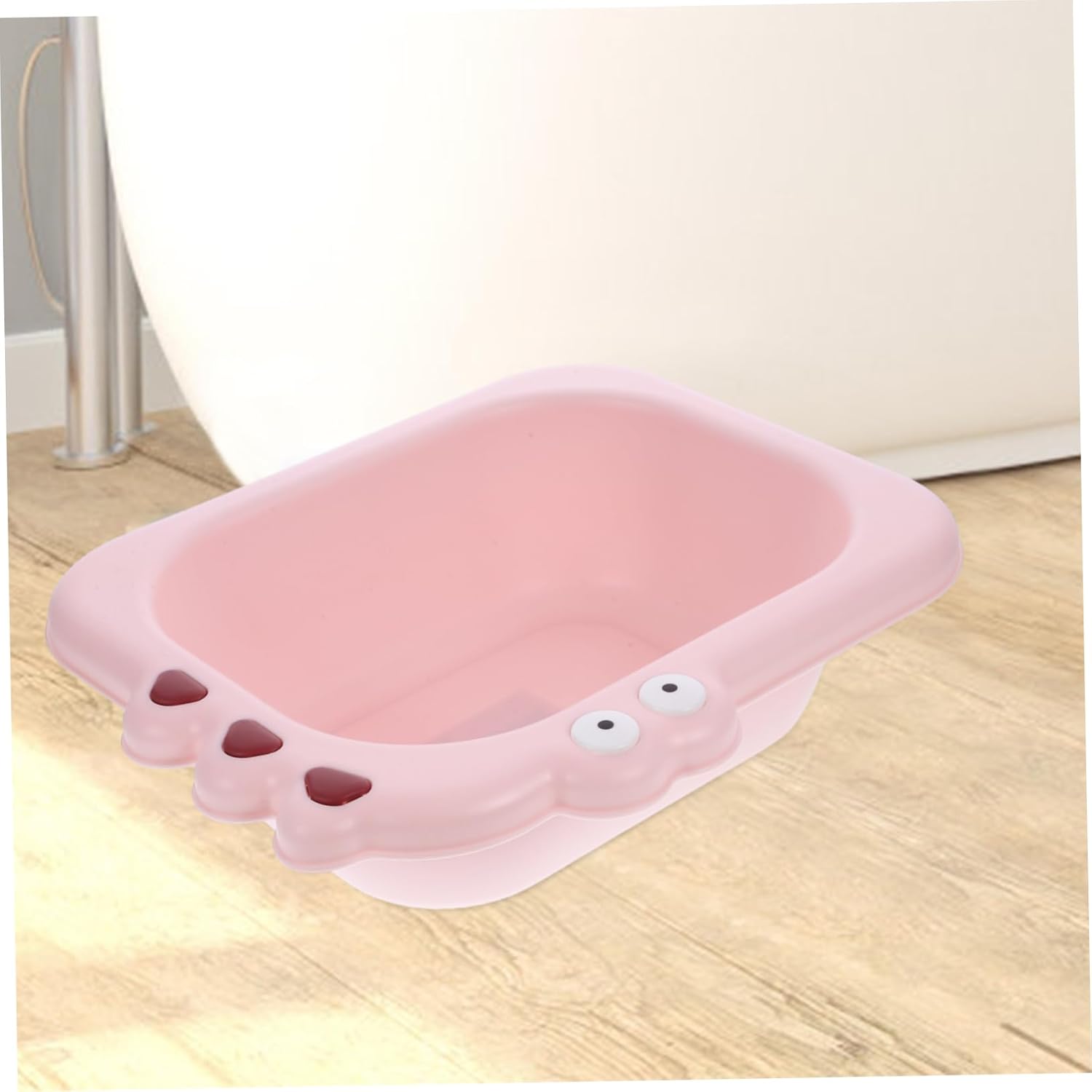 SHOWERORO Portable Washbasin for Newborns and Boy Girl Lightweight and Smooth Edged Washing Basin for Face Hands Feet and Diaper Cleaning for Bathroom and Bedroom Use Pink Cartoon Design