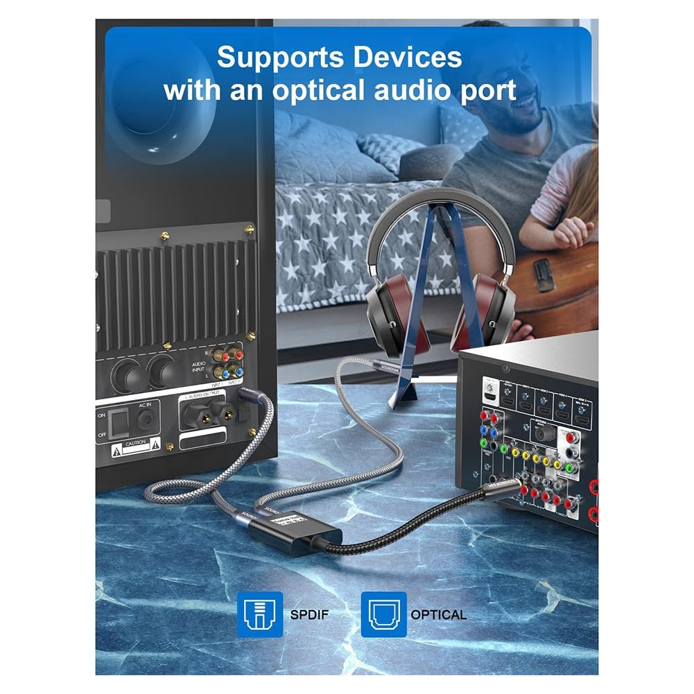 Sdoppiatore Fibra Ottica 2 in 1 Adattatore Audio Digitale per TV