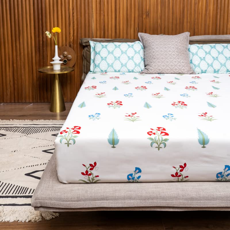 Urban Space Regal 100% Cotton 200 TC Bedsheet for King Bed, King Bedsheet Cotton with 2 Pillow Covers (Size 108 x 108 inches, High Garden Red) (B07ZJGMLBR) Amazon Price History, Amazon Price Tracker