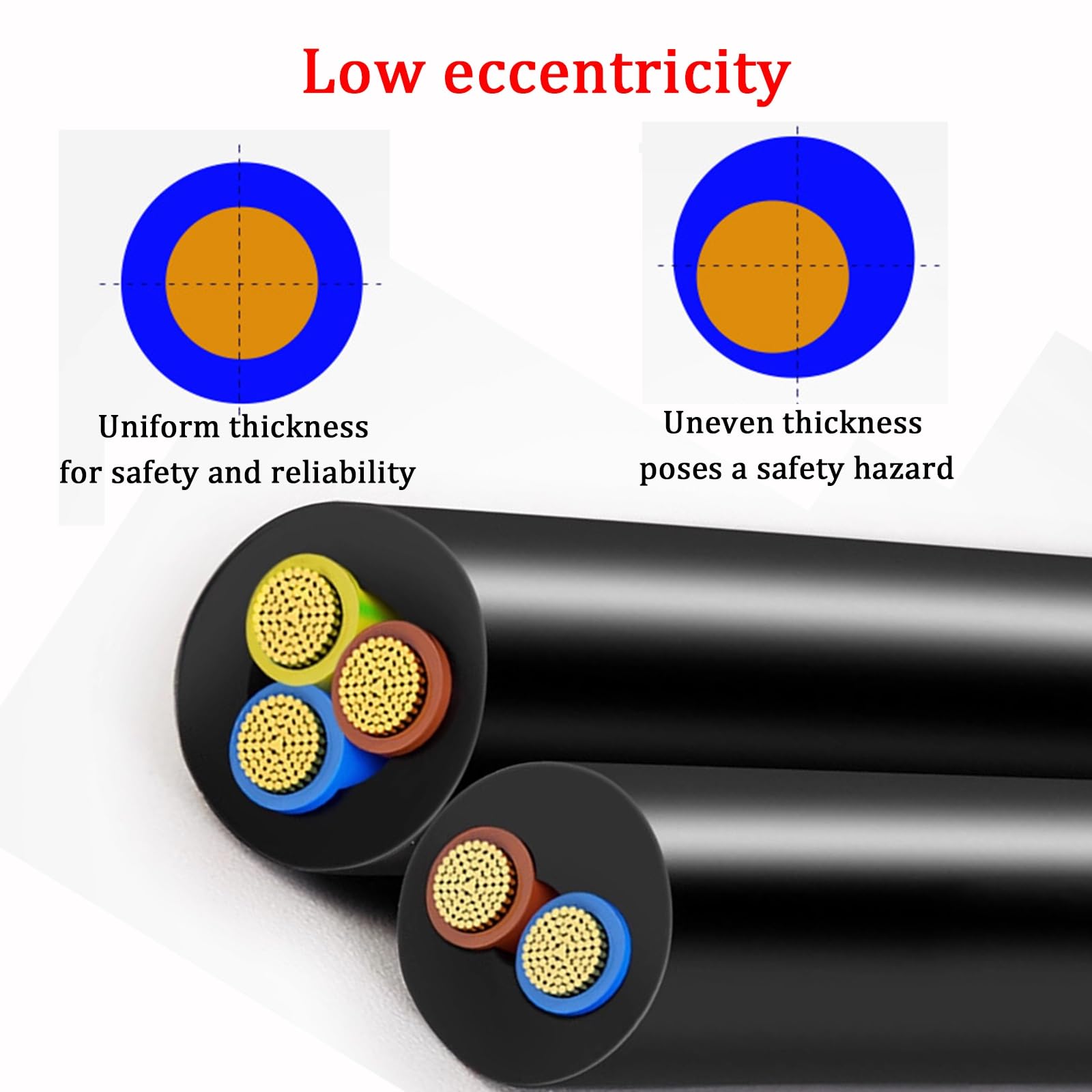 Cavo Di Alimentazione In Gomma Impermeabile, Cavo Da 0,5~6,0 Mm², Nucleo In Rame Privo Di Ossigeno, Cavo Elettrico Flessibile Resistente All'abrasione Da 300 V for Pompa Subacquea(25FT,4mm²)