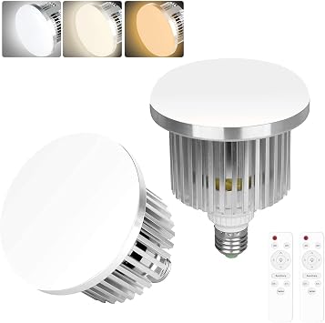 EMART 2 Pack 85W E27 LED Light Bulb for Umbrella/Softbox Lighting Kit, Dimmable Color Temperature 3000K-6500K Remote Control Lamps for Photography Photo Video Studio, Portrait Shooting