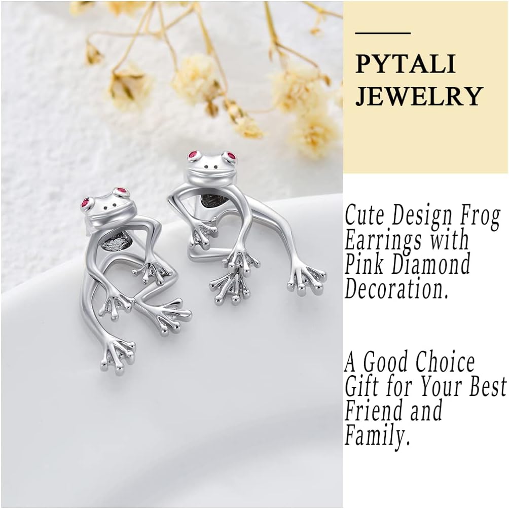 Frog Earrings 925 Sterling Silver Stud Earrings Cute Fun Funny Earrings Animal Earrings Frog Jewelry for Women - Image 5