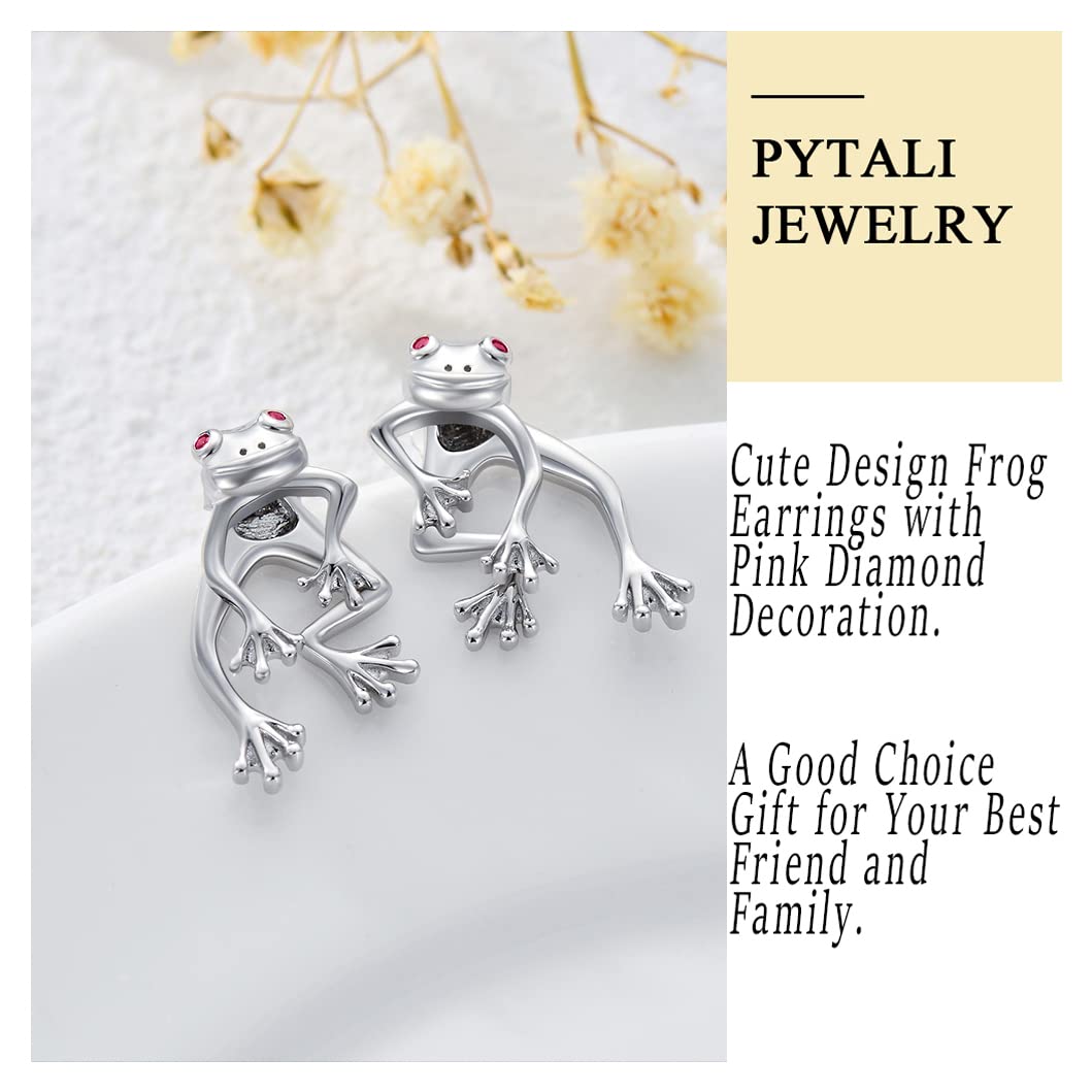 Pendientes de rana de plata de ley, bonitos aretes para adolescentes y niñas, regalo de joyería para mujeres
