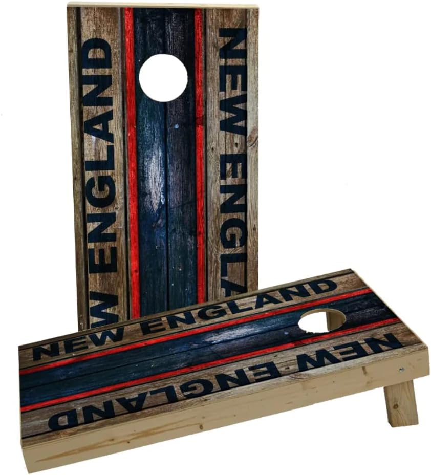 Woodslat Worn New England Football Custom Cornhole Board Game Set