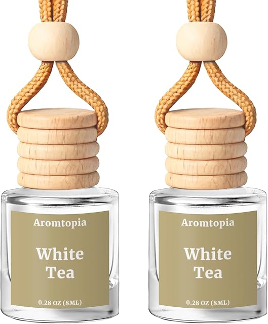 Car Air Freshener Hanging, 2 Pack Car Air Fresheners Diffuser - White Tea Fragrance Oil Air Diffuser for Car, Long Lasting Fragrance Inspired by Shangri-La Hotel