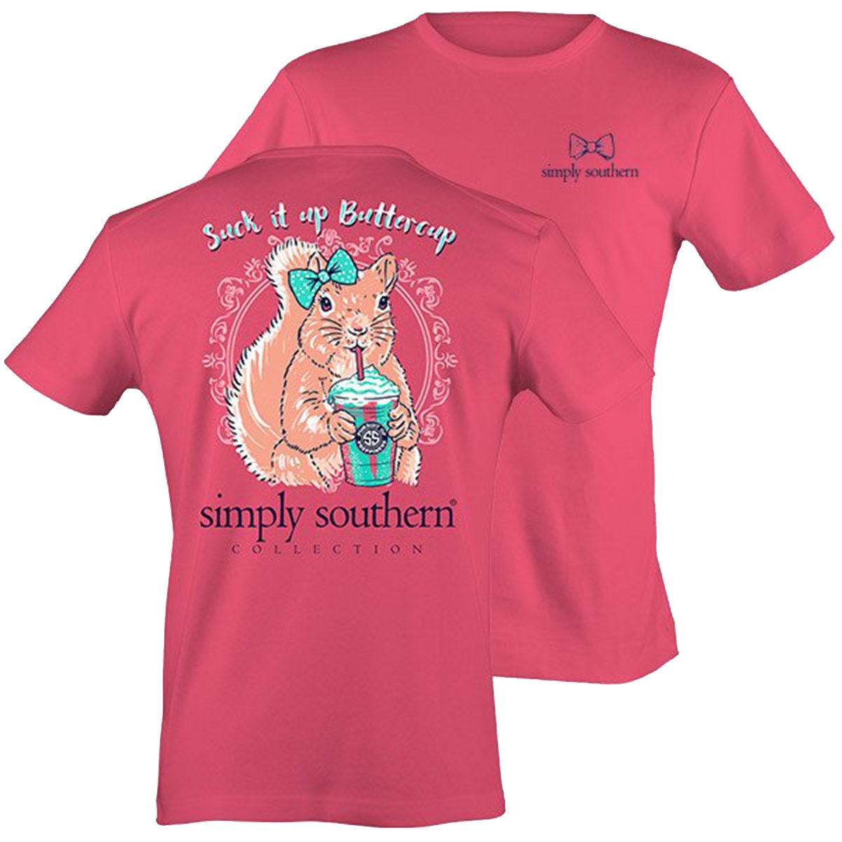 Simply Southern Suck It Up Buttercup Youth Short Sleeve T-shirt-Strawberry-ym