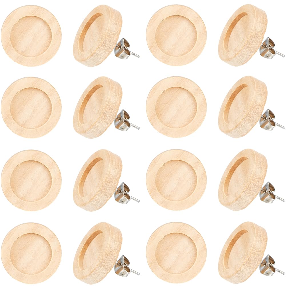 SUNNYCLUE Wood Stud Earring Set - 5 Pairs Natural Wood Earrings With Bee, Leaf, Map, Mountain Designs