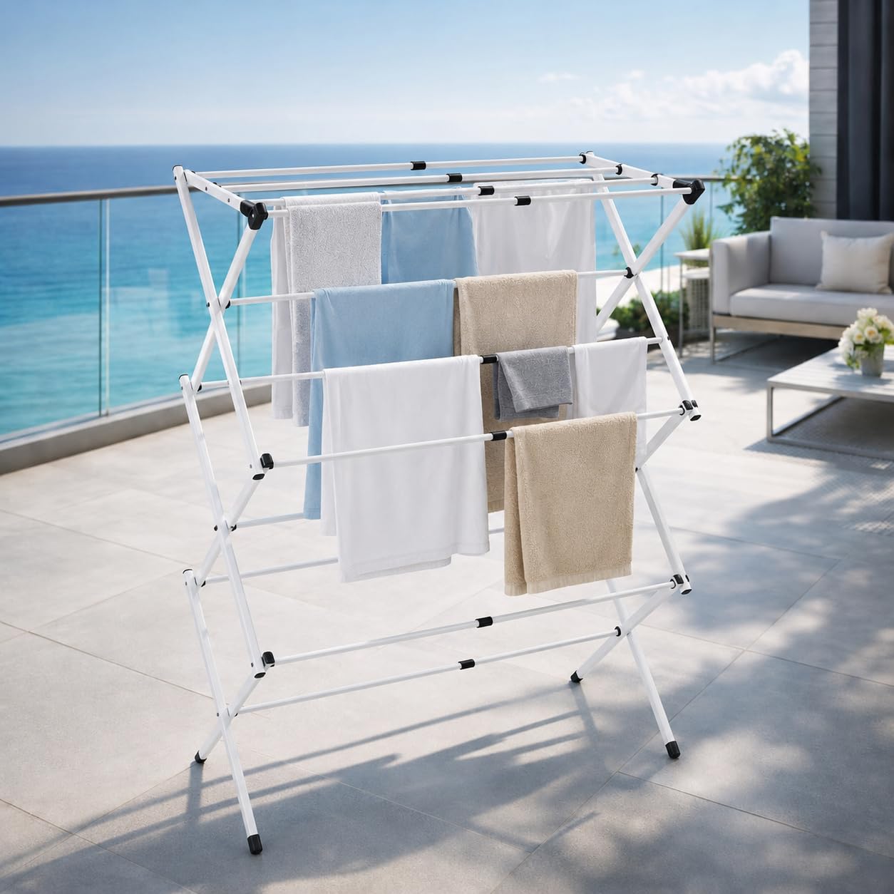 Tendedero plegable vertical extensible aluminio | Tendedero de ropa interior exterior | Ajustable en altura y anchura | Tendedero portátil compacto resistente | Drying rack 4 niveles Espacios pequeños