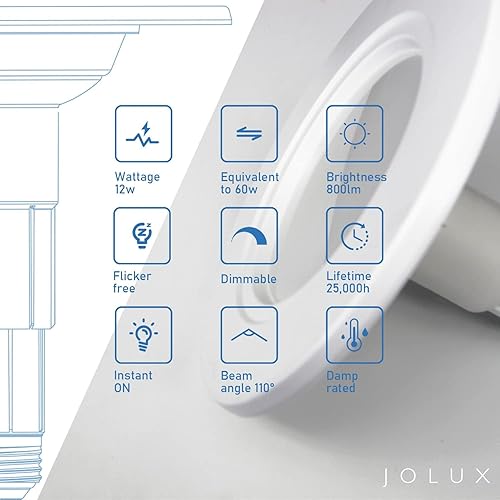 Miniatura 3 de Jolux Luz LED de 56 pulgadas de retrofit ajustable, kit de conversión de luz empotrada, ETL, 12 W  60 W, luz diurna de 5000 K, 800 lm, regulable,