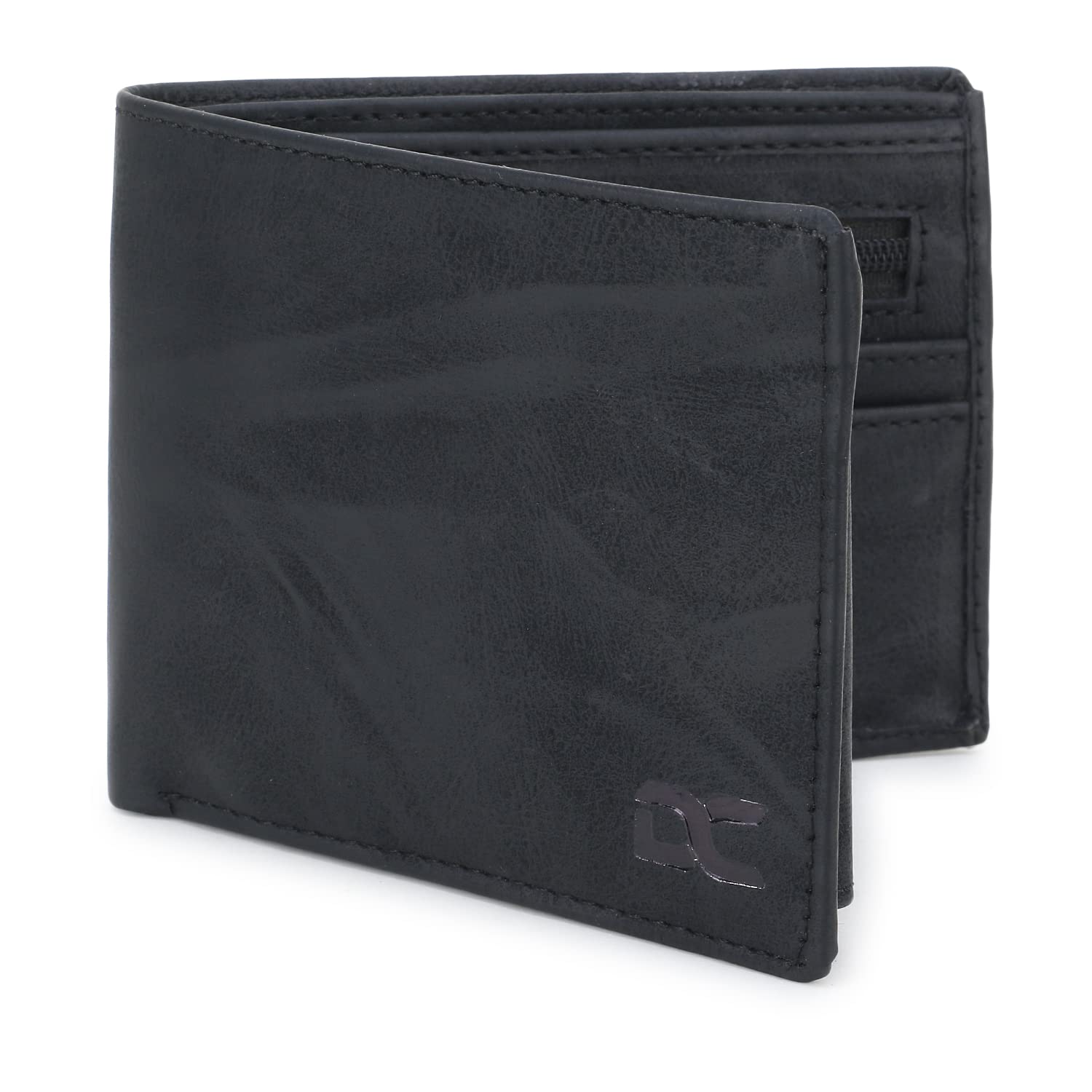 Men's Bi-Fold, Textured PU Leather, Slim Wallets with Detachable Card Slot Case (Matt Black)-image-10